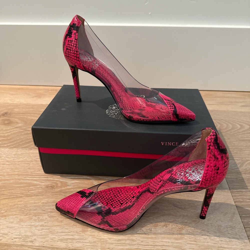 NIB Vince Camuto Pink Snake Print Heels